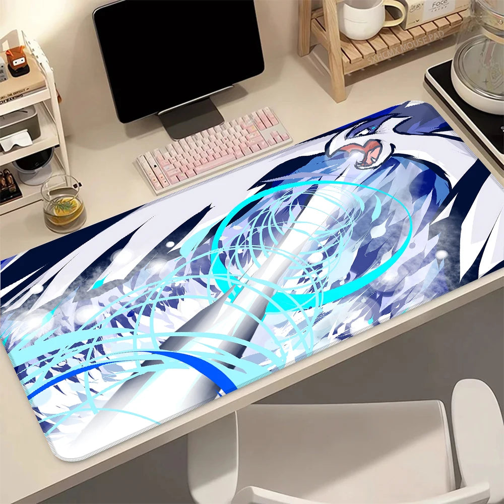 P-Pokemon Lugia Gaming Mouse Pad Large Extended Desk Mat Non-Slip Rubber Base Stitched Edges for PC Gamer Office Computer