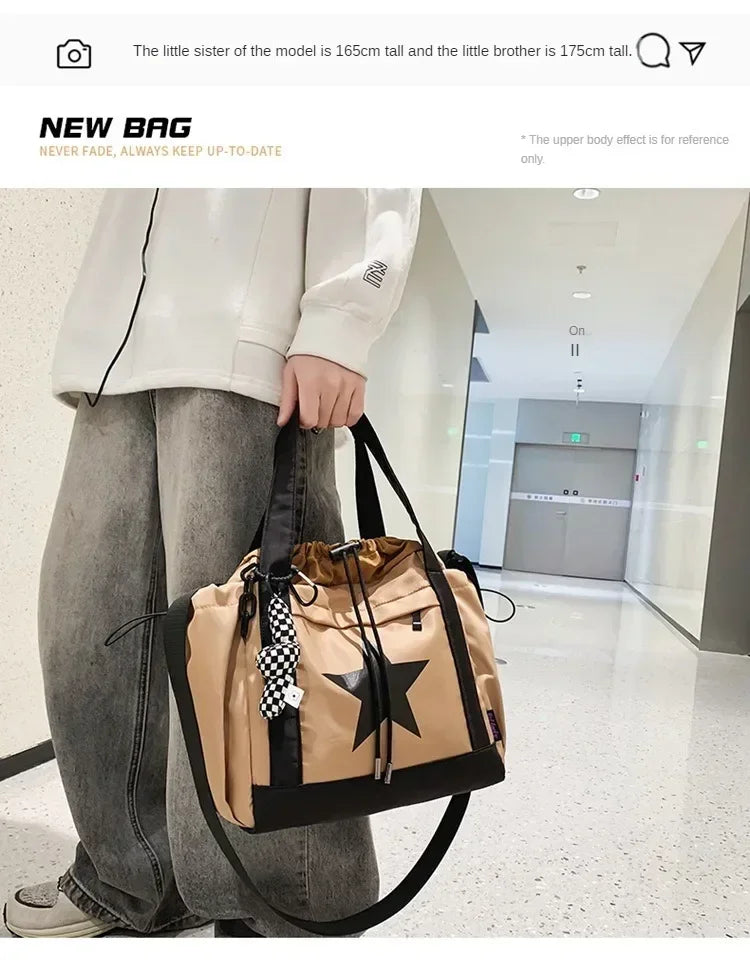 Women New Crossbody Bag Wholesale Large Capacity Couple Shoulder Bag New Casual Nylon Tote Bag Luxury Drawstring Handbag 2025