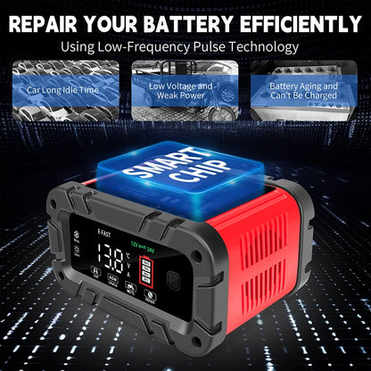 20A Battery Charger 12V/24V Smart Auto Charger for Car Truck Boat RV Lifepo4