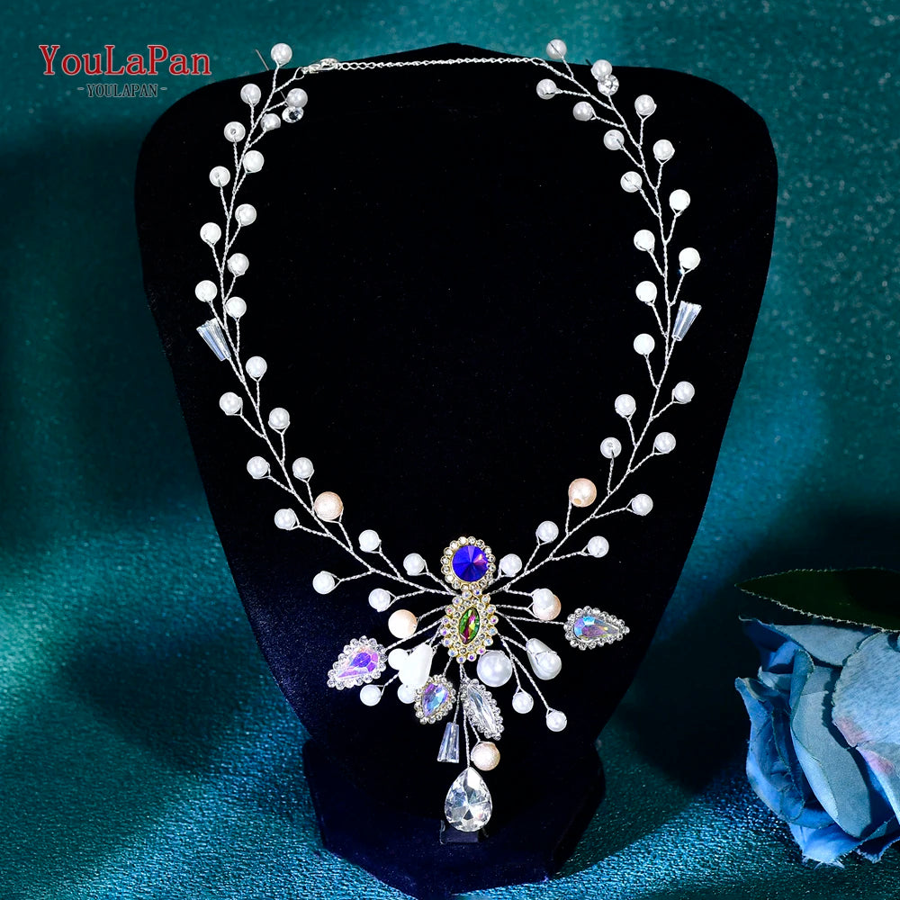 YouLaPan Shiny Crystal Bridal Necklace Ladies Women Collar Chain Choker Wedding Party Rhinestone Brides Accessories HN01