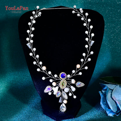 YouLaPan Shiny Crystal Bridal Necklace Ladies Women Collar Chain Choker Wedding Party Rhinestone Brides Accessories HN01