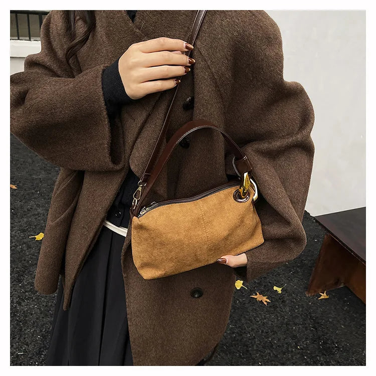 New Matte Suede Women's Shoulder Bag For Gift, Ladies Fashion Handbags Crossbody Bags For Daily Used