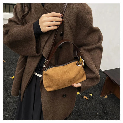 New Matte Suede Women's Shoulder Bag For Gift, Ladies Fashion Handbags Crossbody Bags For Daily Used