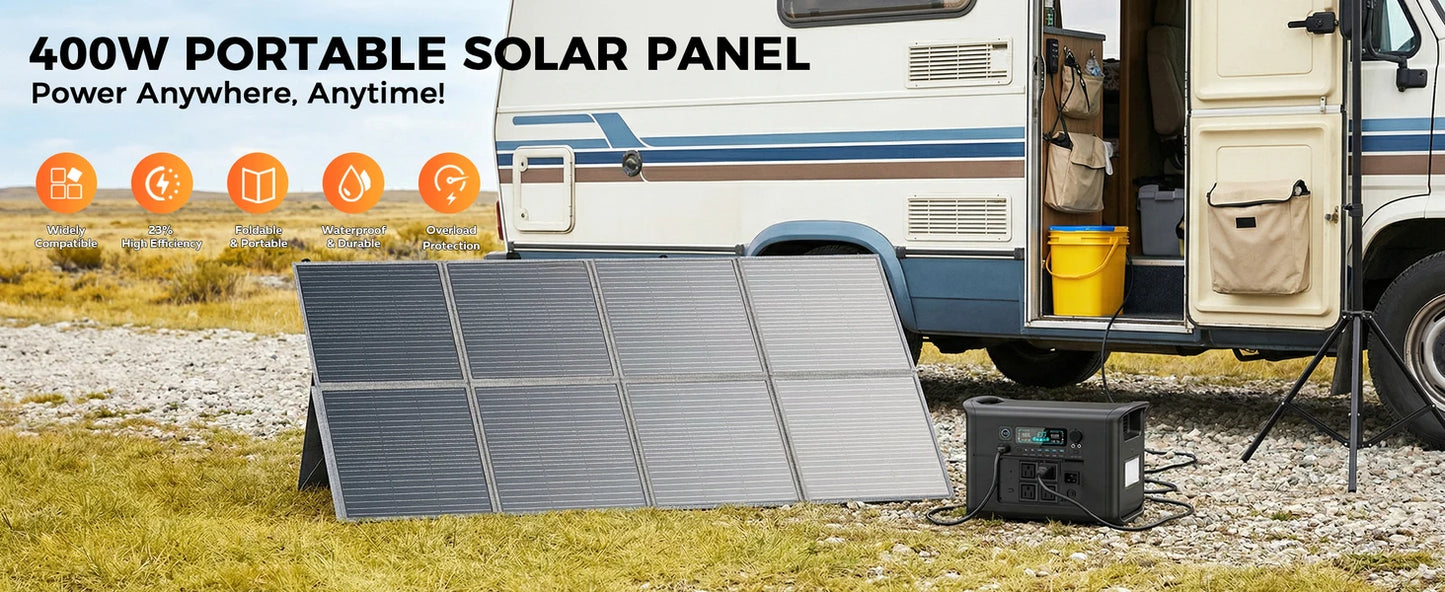 CTOLITY XP1000 1800W Portable Power Station 1024Wh 320000mAh LiFePO4 Battery with 400W Foldable Solar Panel Solar Generator for RV Off-Grid Outdoor Camping Emergency Power Supply