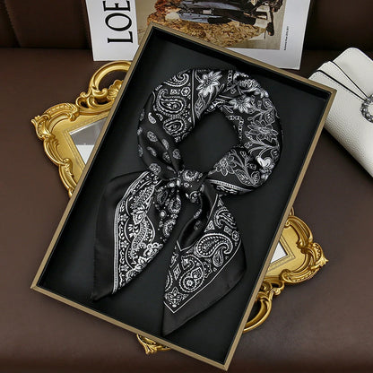70Cm Square Paisley Printed Women Scarf Silk Satin Scarves Shawl Designer Headband Hijab Bandana Wrap Bufanda