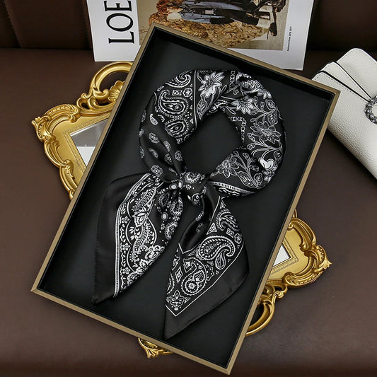 70Cm Square Paisley Printed Women Scarf Silk Satin Scarves Shawl Designer Headband Hijab Bandana Wrap Bufanda