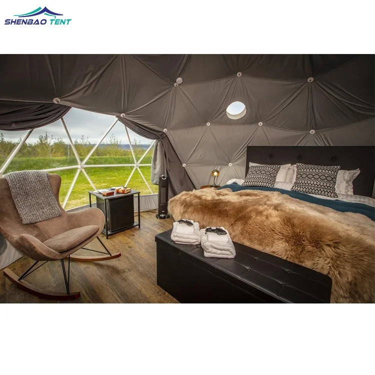 Luxury Heated Eco Hotel Decoration Prefab Transparent Geodesic Waterproof Round Dome Tent House Desert Tent Glampingg for Sale