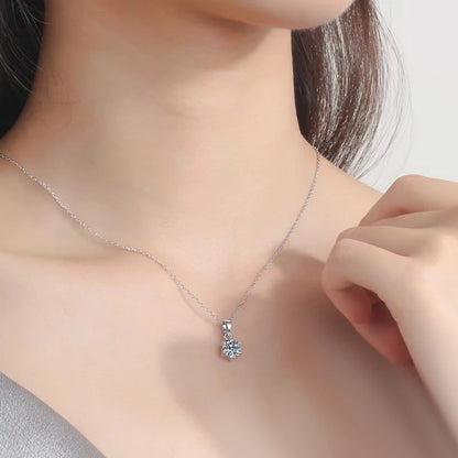 NeeTim 1ct 2ct 4ct Moissanite Necklace For Women 925 Sterling Silver Lab Diamond with Gold Plated Pendant Wedding Party Jewelry
