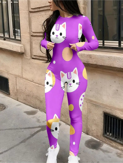 Long body jumpsuit with high elasticity and a slim fit for women's casual outerwear
