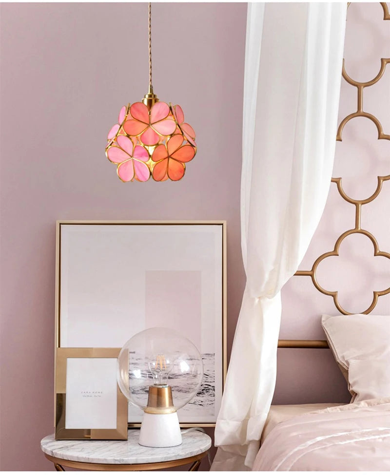 Modern Glass Pendant Lights for Restaurant Cafe Decoration Hanging Lamp Ceiling Chandeliers Nordic Flower Lighting Hotel Decor