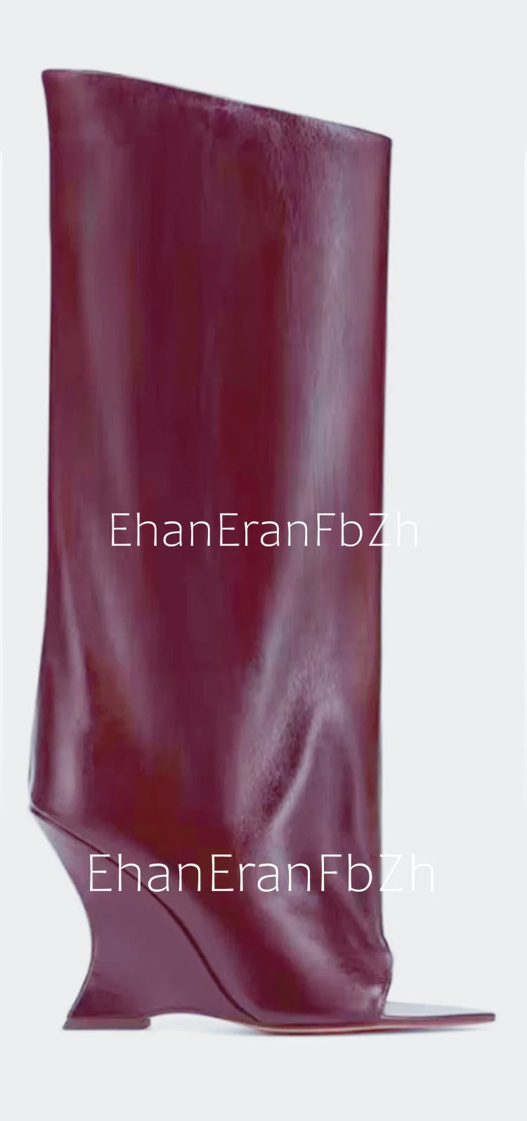 2006SoleLadies'-Spring/Summer-New-Fish-Mouth-Slope-High-Heel-Short-Boots-with-Pointed-Toe-Exposed-Cool-Boots,-Mid-Top-Boots