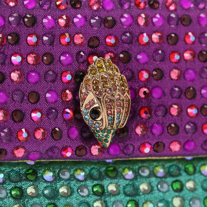 Luxury Pickle Shoulder Bag Women Famous Brand Rainbow Crystal-embellished Eagle Head Plaque Panelled Design Wristlet Evening Bag