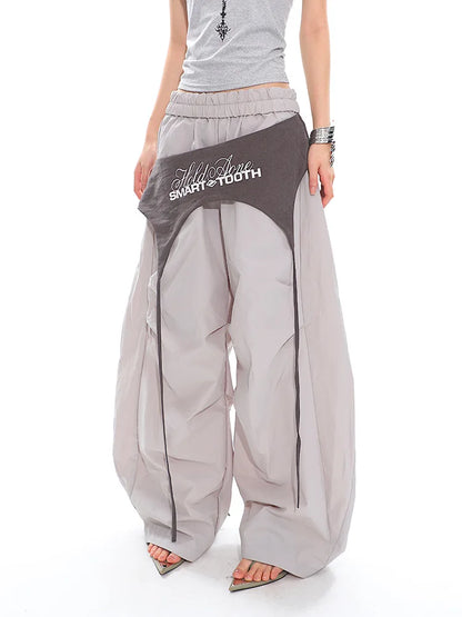 Women Y2K Wide Leg Cargo Pants 2026 Spring Cross-layer Straps Casual Hip Hop Dance Streetwear Trousers Baggy Vintage Fashion