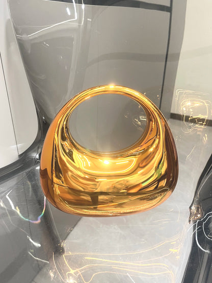 Golden Evening bag Purses and handbag luxury Designer shoulder bags moon bag Party Wedding Round Acrylic Shiny  Clutch purse