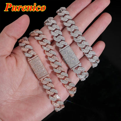 10mm Cuban Chain  HipHop Moissanite Necklace For Men Original S925 Sterling Silver Fine Micro Pave Moissanite Diamond Necklace