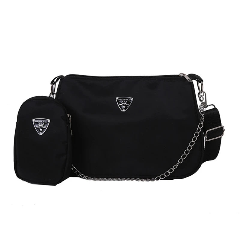 Woman Female Fashion Causal Handbag Set Crossbody Bags Shoulder Handbags 2in1 Sling Bag Trend Hand Bag For Travel Shopping