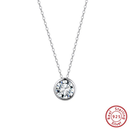 Rinntin 1-2 Carat Solitaire Moissanite Necklace for Women S925 Pure Silver Diamond Classic Round Pendant Wedding Jewelry SMON11