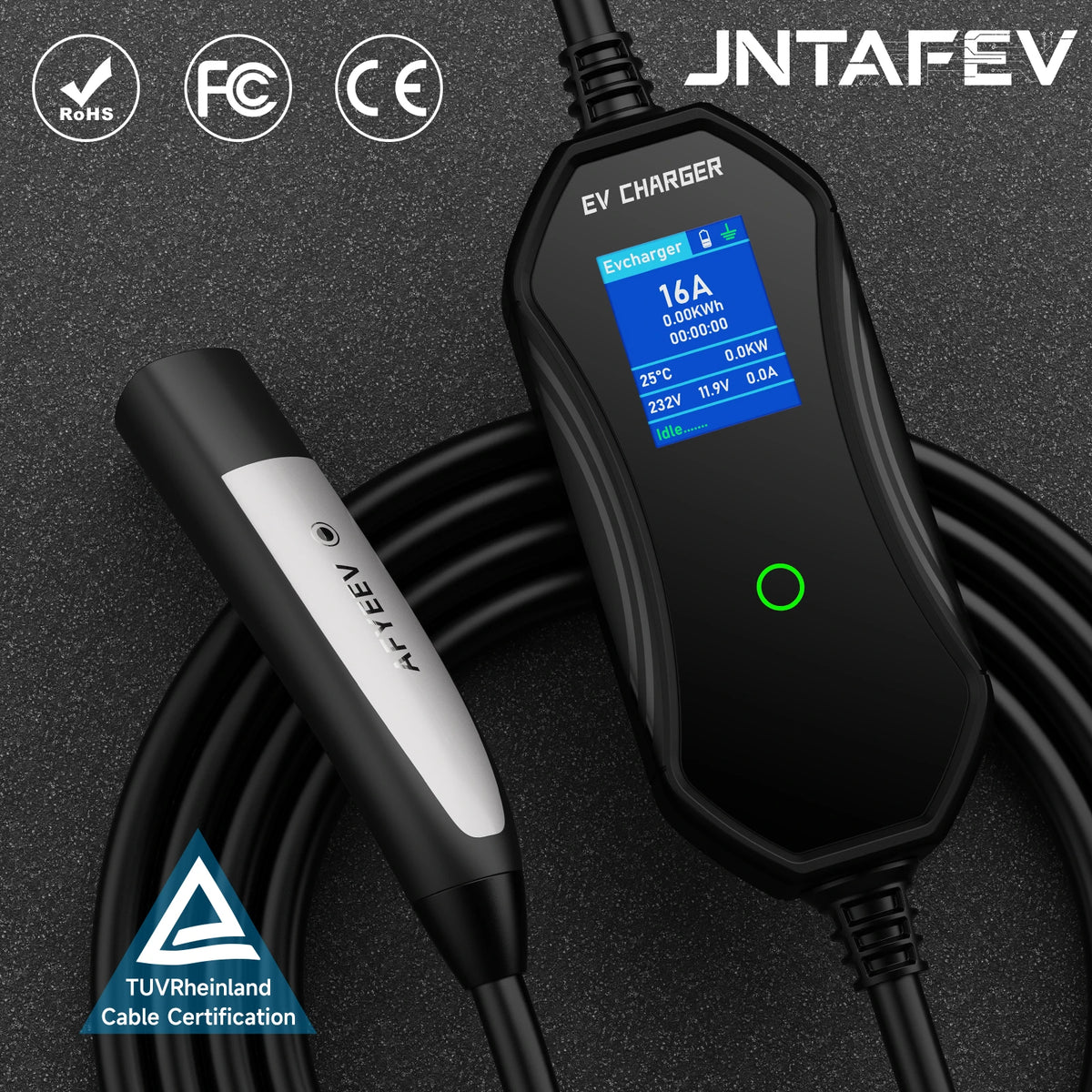 3.6kW Portable TS‑NACS EV Charger for Tesla 2.8" LCD Display Delay & Schedule Timing Electric Vehicle Charging Plug Station