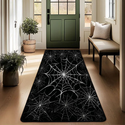 Skull Pattern Gothic Runner Rug Red Black Rose Decor Non-Slip Art Floor Mat for Hallway Living Room Bedside Home Decor Carpet