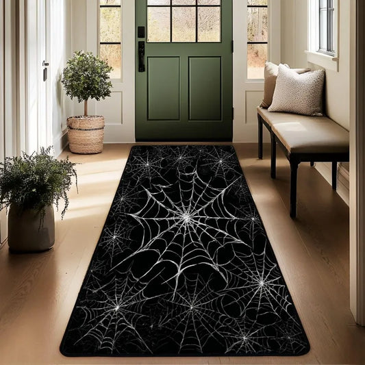 Skull Pattern Gothic Runner Rug Red Black Rose Decor Non-Slip Art Floor Mat for Hallway Living Room Bedside Home Decor Carpet