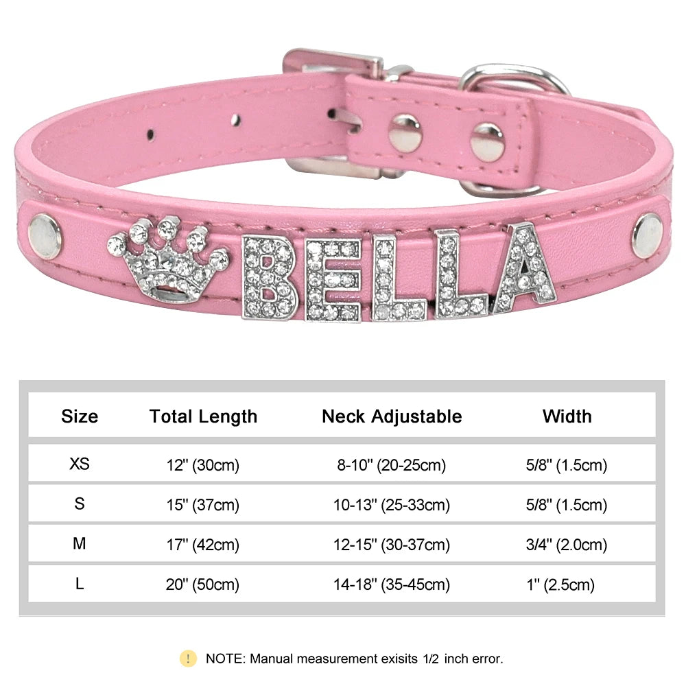 Personalized Small Dogs Chihuahua Collar Bling Rhinestone Dog Collars Free Custom Pet Dogs Cats Name Charms Pet Accessories