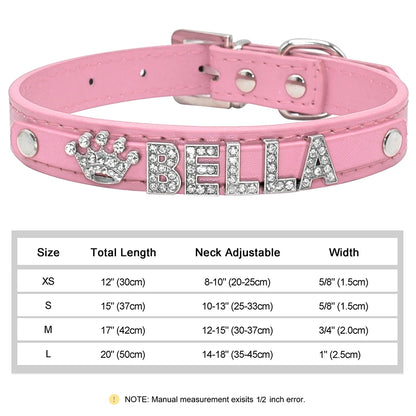 Personalized Small Dogs Chihuahua Collar Bling Rhinestone Dog Collars Free Custom Pet Dogs Cats Name Charms Pet Accessories