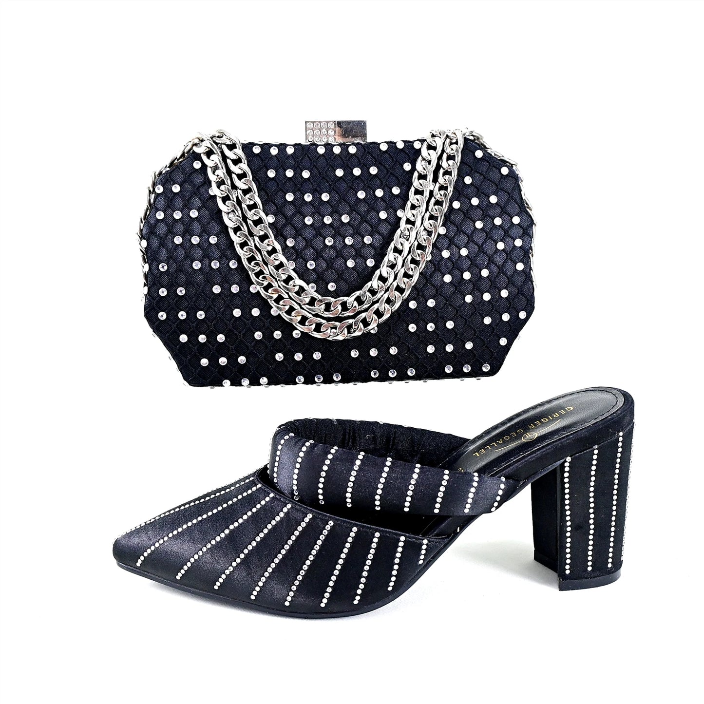 2024 Newest Hot Selling Gold Color Platform Design Peep Toe Ladies Shoes Matching Bag Set For Mature Women Party Pump  TR1-2