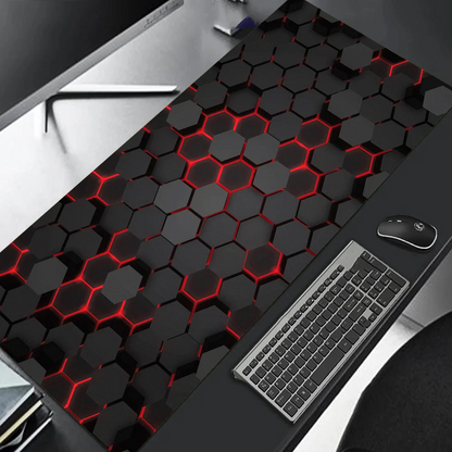 Large Gaming Mouse Pad 90x40 Red Blue Gradient Design Non-Slip Rubber Sewn Edge Gaming Desk Mat Keyboard Gamers and Office Work