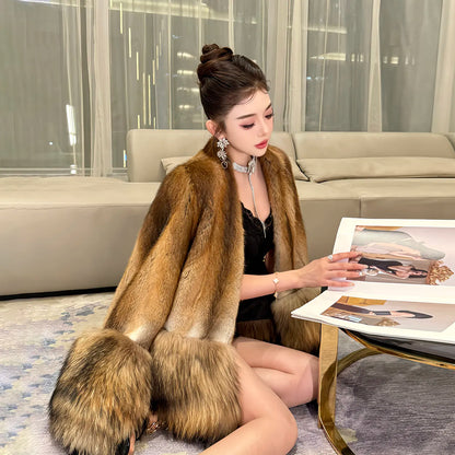AYUNSUE Natural Mink Fur Coat Women Qinggen Whole Mink Womens Coats Winter Jacket Fashion V-neck New in Outerwears Abrigos Mujer