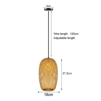 Newest Bamboo Pendant Lamp Ceiling Lights Rattan Wicker Lustre Hand Knit Braiding Suspended Home Dining Braided Indoor Decor Hot