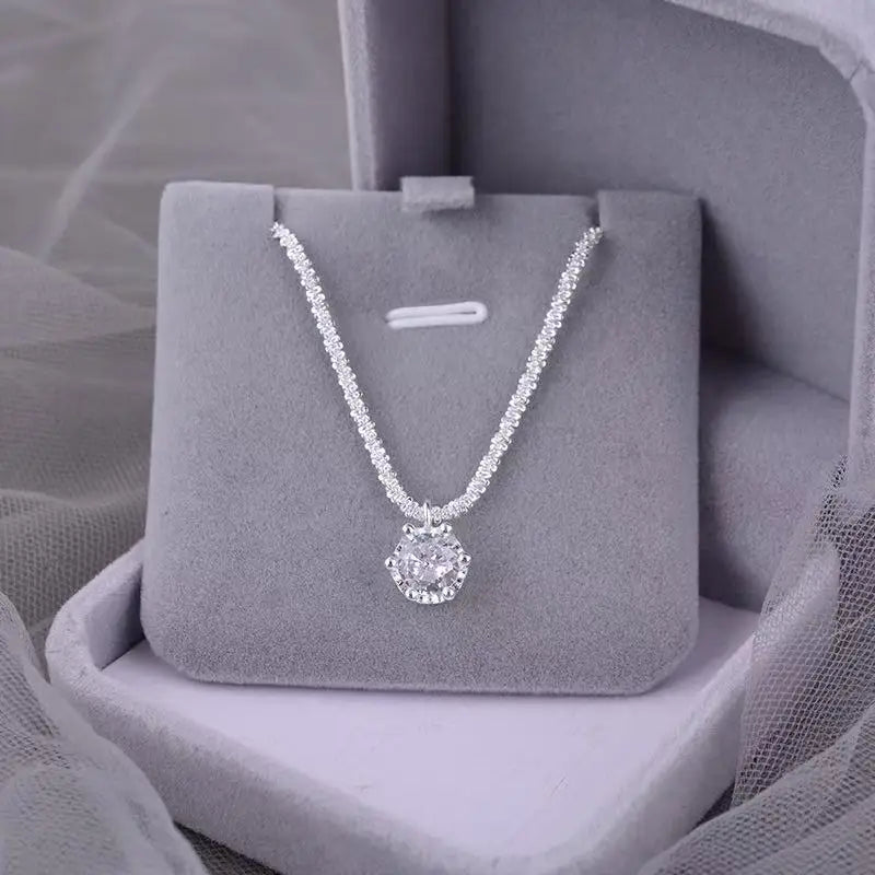 GRA Moissanite 6 Prong Crown Pendant Necklace Real S925 Sterling Silver Sparkling Cauliflower Chain for Women Fine Jewelry