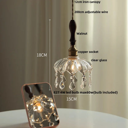 IWHD Knob Switch LED Pendant Lamp Bedroom Restaurant Cafe Luxury Crystal Glass Nordic Modern Interior Home Decor Hanging Lights