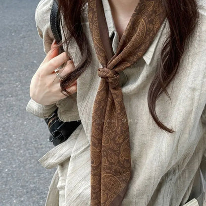 Retro Cotton-Linen Triangle Scarf Silk Scarf 2026 New Style Versatile Neck Protection Headscarf Decorative Collar Accessory with