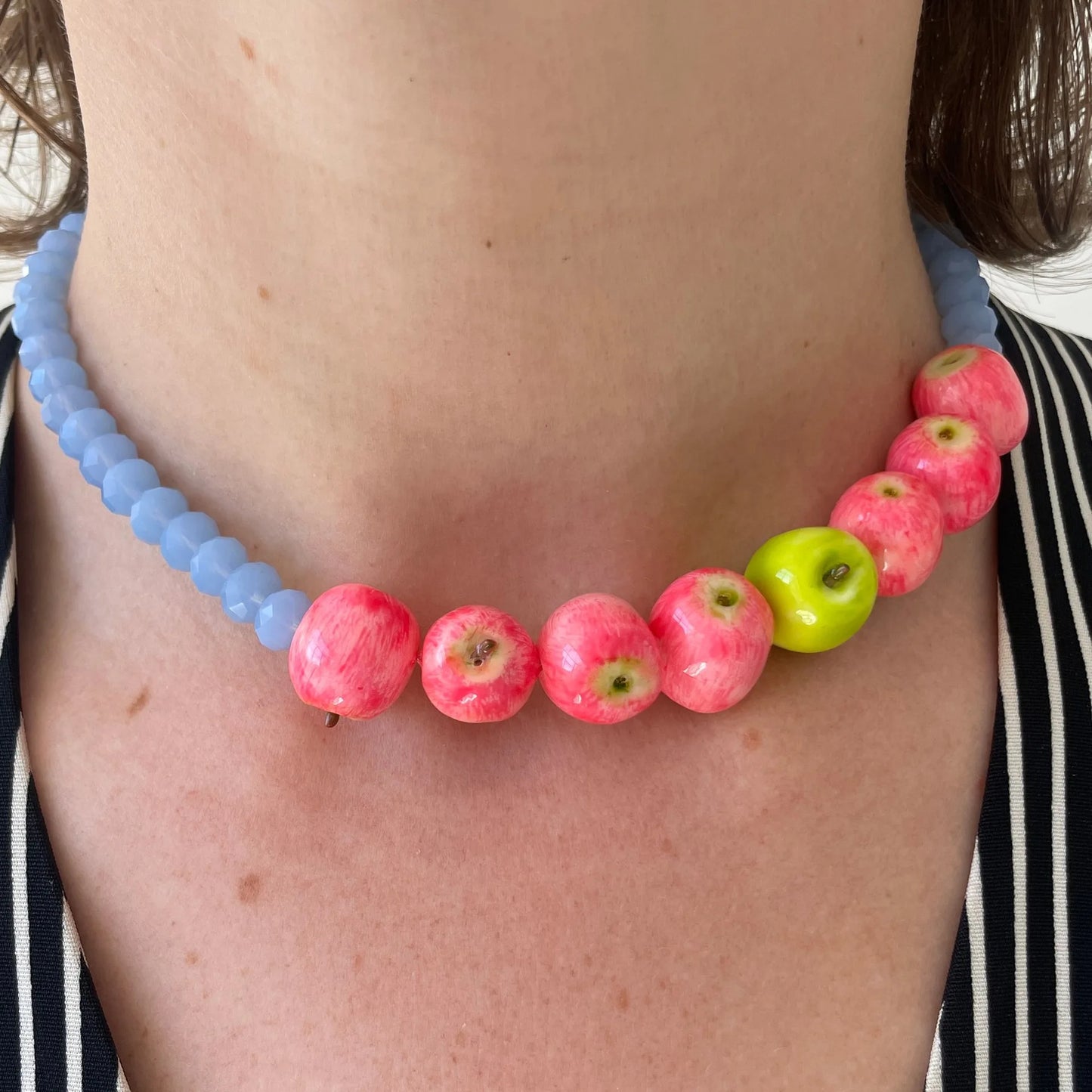 Dopamine 3D Fruit Beaded Necklace Bohemian Retro Pomegranate Strawberry Tomato Choker Exaggerated Bracelet Bikini Jewelry Gift