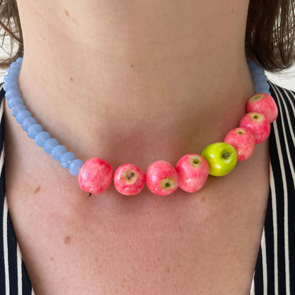 Dopamine 3D Fruit Beaded Necklace Bohemian Retro Pomegranate Strawberry Tomato Choker Exaggerated Bracelet Bikini Jewelry Gift