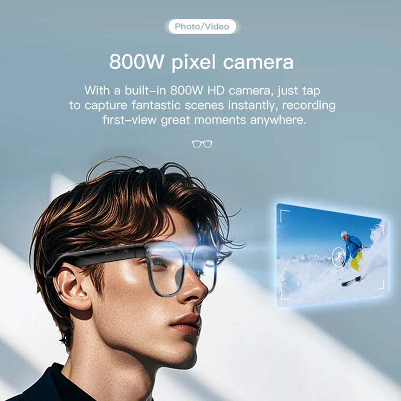 SENBONO NEW Smart Glasses with  800W Piexl Camera AI Translator Sunglasses Bluetooth Call Take Video Smart Glasses for Men Women