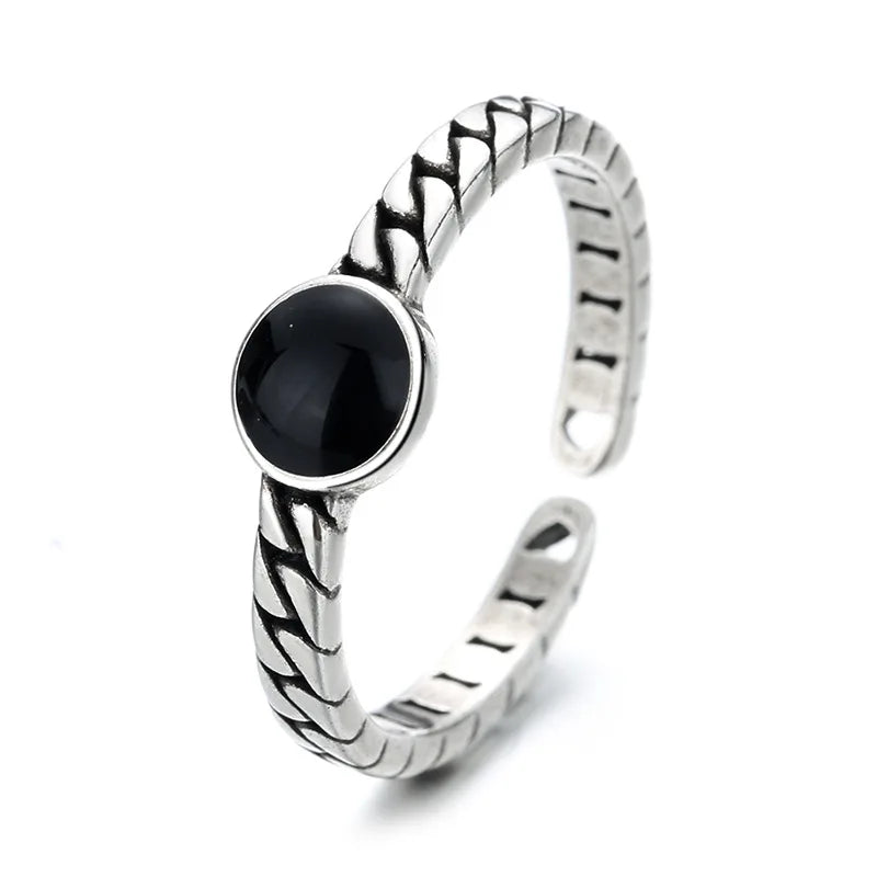 VENTFILLE 925 Sterling Silver Geometric Multilayer Round Bead Ring Female Fashion Punk Temperament Prevent Allergy Charm Jewelry