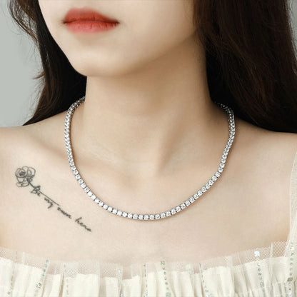 SEMNI 3mm 4mm 5mm Moissanite Diamond Tennis Necklace for Women Men 925 Sterling Silver Luxury Fine Jewelry Sparkling Diamond