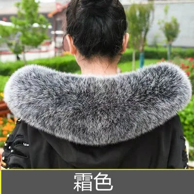 100% Real Fox Fur Collar Winter removable fur Hood Trims Warm Furry Decor Shawls for Coat Parkas Luxury Female fur Scarf