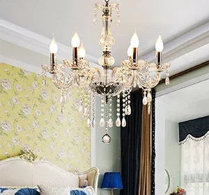 Elegant 6 Chandelier Lighting Modern Crystal Lights Kitchen Chandeliers Light Ceiling Pendant Lamp Transparent Color