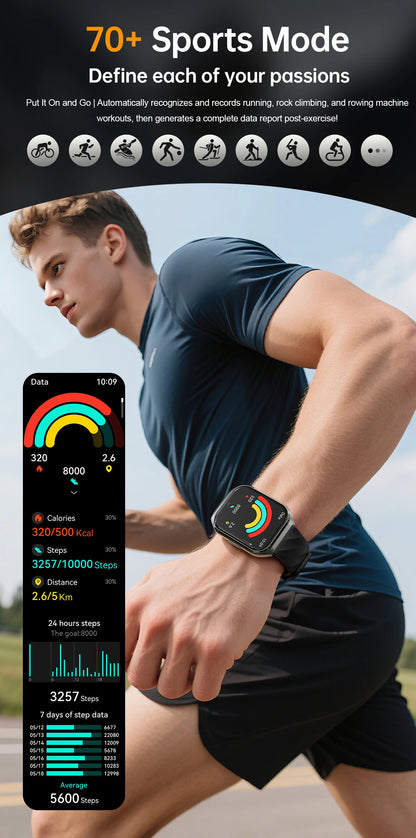 New Smart Watch Man 1000mAh Long Standby Outdoor Smartwatch Men IP68 Waterproof Heart Rate Sport BT Call Big Battery Smart Watch