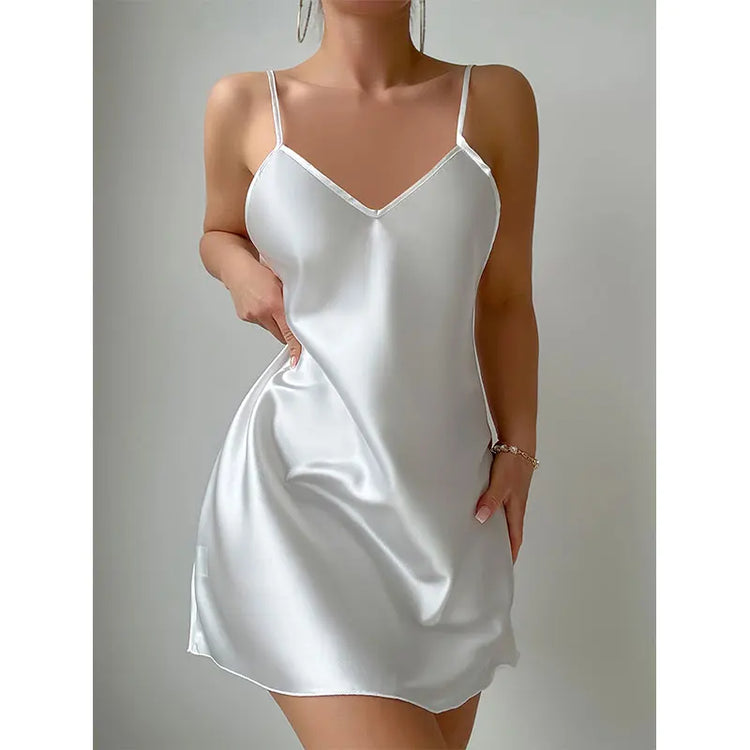 Satin Nightdress Paneled Tulle Back Sheer Sexy Women's Pajamas Heart Print Wife Romantic Sleepwear Dresses Mesh Summer Nightgown