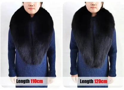 Natural Color Raccoon Fox Real Fur Collar Scarf Genuine Big Size Scarves Warp Shawl Neck Warmer Stole Muffler with Clip Loops #6