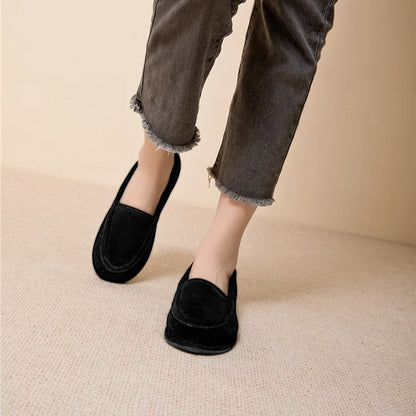 Winter Shoes Women's 2026 New Wool One-piece Women's Loafers Low Heel Fashion Casual One-Foot Slip-on Warm Ladies Shoes