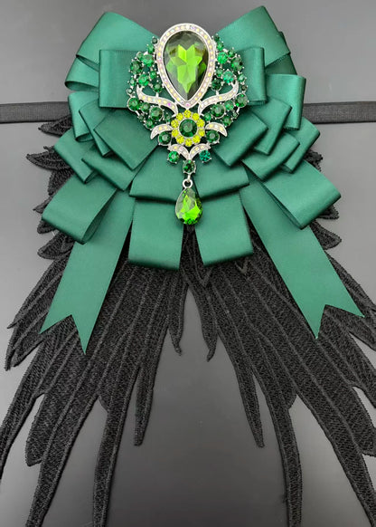 Luxury Rhinestone Mesh Wing Bow Brooch  Elegant Banquets Dress and Wedding Shirts Lapel Flower Bow Tie  Unisex Gift Accessory