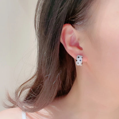 Brand Pure 925 Sterling Silver Earrings Black Spot Design Lucky Diamond Party Jewelry Women Stud Earrings Luxury Quality