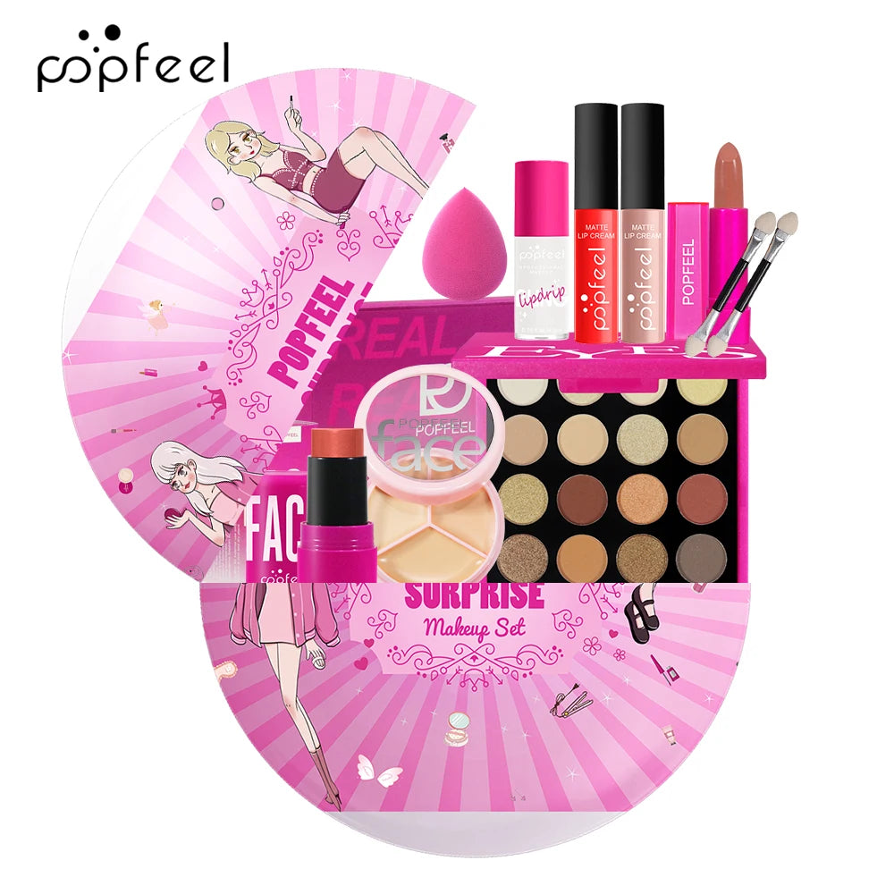 POPFEEL Makeup Gift Set Includes Lipstick, Eyeshadow, Concealer, Can Be Given As a Gift to Family Members, Lovers, or Friends.