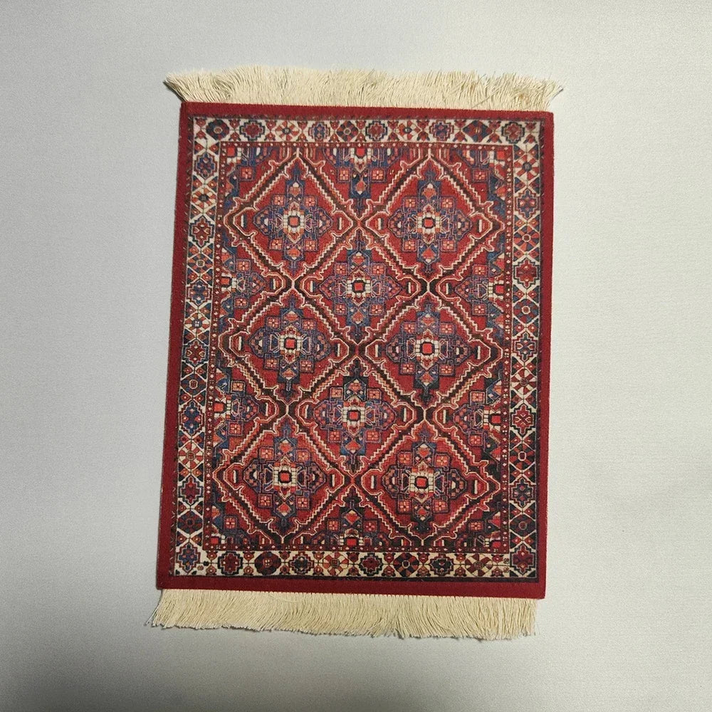 Woven flower Persian carpet small coaster wholesale merchants cheap mouse pad desk mat retro style rubber non-slip computer mats