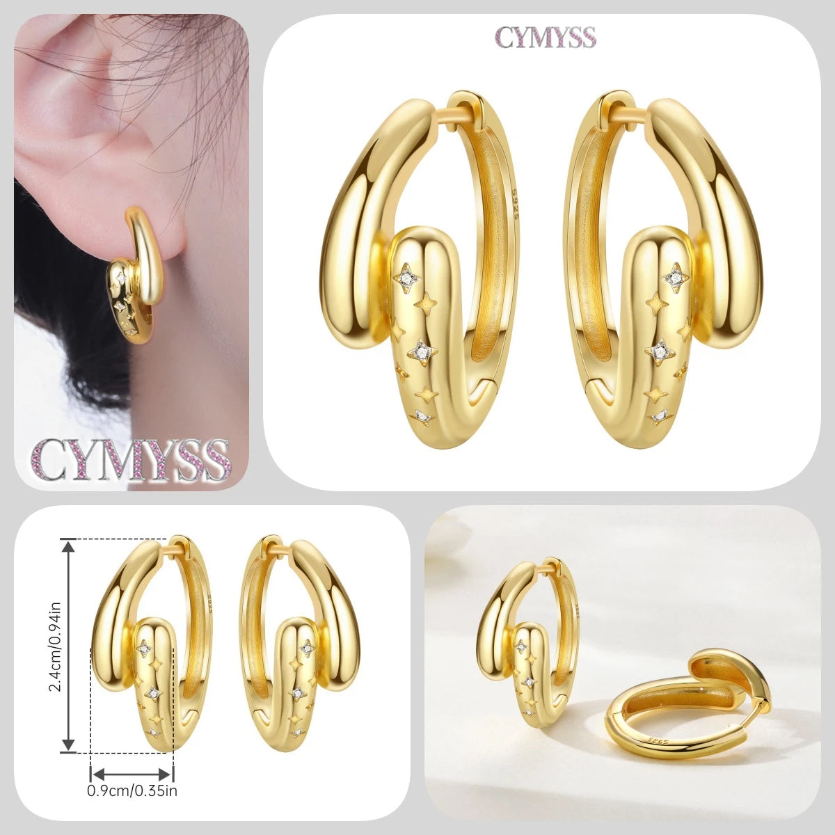 Original 925 Sterling Silver Heart Vintage Luxury Earrings Fashion 18K Gold Hoop Earrings for Women Piercing Jewelry Aretes 2026