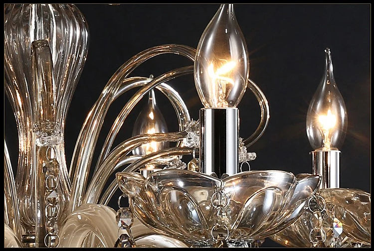 New Modern Candle Cognac Color Crystal Chandelier Living Room Large Light Atmosphere Restaurant Bedroom Lobby Hotel Hanging Lamp